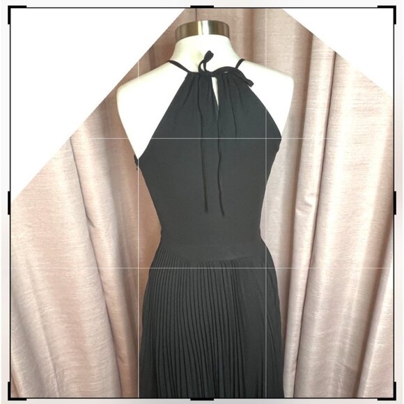 Charles Rafael For Zango XS Black Halter Pleated Maxi Dress  Elegant Evening USA - Picture 5 of 16